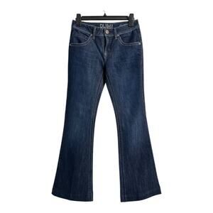 DL1961 Joy Super High Rise Flare Jeans 27 Dark Wash Western Retro Hemmed